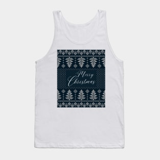 Black and White Ugly sweater Pattern Merry Christmas Tank Top